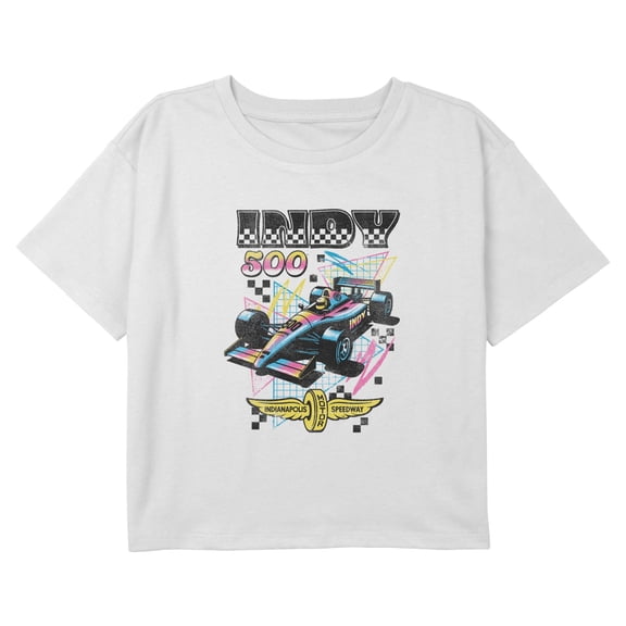 Girls Indy 500 Colorful Racing Car Logo T Shirt