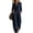 Navy #12, variant on Wide Leg Jumpsuits Women Cotton Linen Workout Long Sleeve V Neck Button Front One Piece Overall Casual Y2k Comfy Work Jumpsuit with Multi Pockets Red L