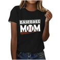 thumbnail image 2 of Lilgiuy Baseball Mom T-Shirt for Women Play Ball Baseball Heart Pattern Solid Color Short Sleeve Tees Trendy Novelty Baseball Graphic Top Streetwear(Black,L), 2 of 4