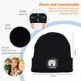 thumbnail image 2 of Unisex LED Beanie Hat with Light USB Rechargeable Headlamp Knitted Cap for Winter Camping Hiking Running Gifts for Men Dad Husband, Black, 2 of 7