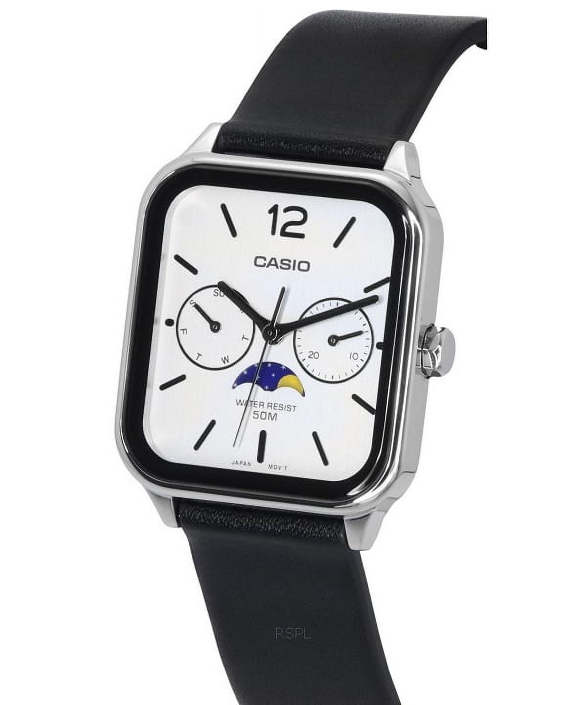 Casio Men's Standard Analog Moon Phase Watch, Stainless