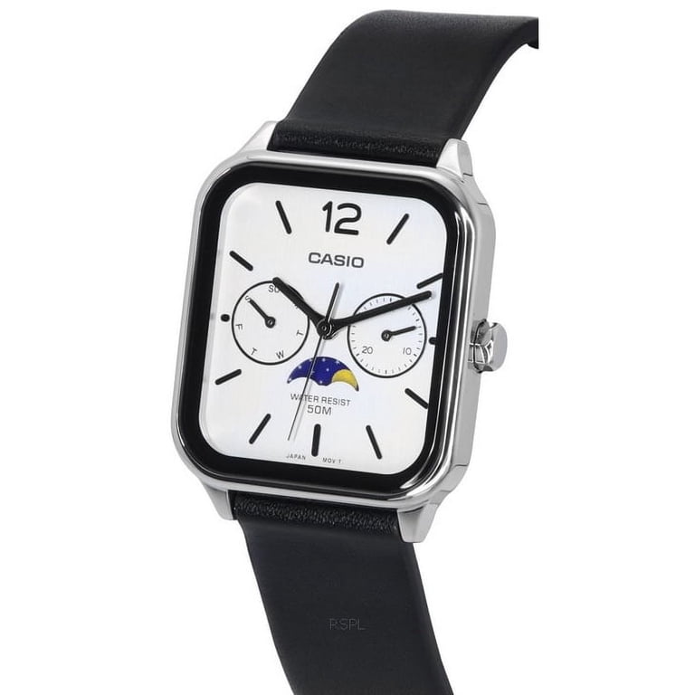 Casio, Men's Watch, MTP-M305L-7A, White Dial Leather Strap