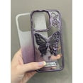 thumbnail image 5 of Butterfly Hidden Stand Phone Case for iPhone 13 Pro,Cute 3D Butterfly Kickstand Luxury Glitter Bling Gradient for Women 6D Electroplated Clear Soft TPU Protector Black, 5 of 14
