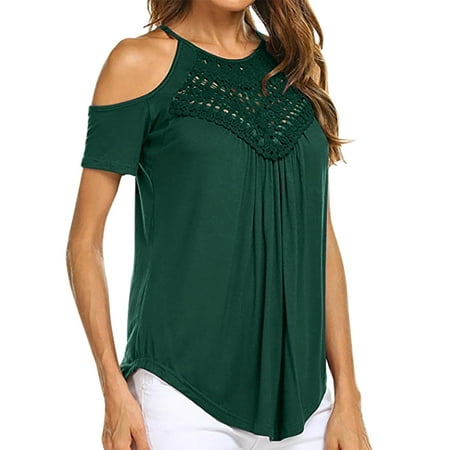 

TZNBGO Off the Shoulder Tops for Women Women s Casual Lace Regular Fit Short Sleeve Tops Shirt Tops Top Green Xl Sleeveless Tops For Women Bra Tops For Women Babydoll Tops For Women Wome6567