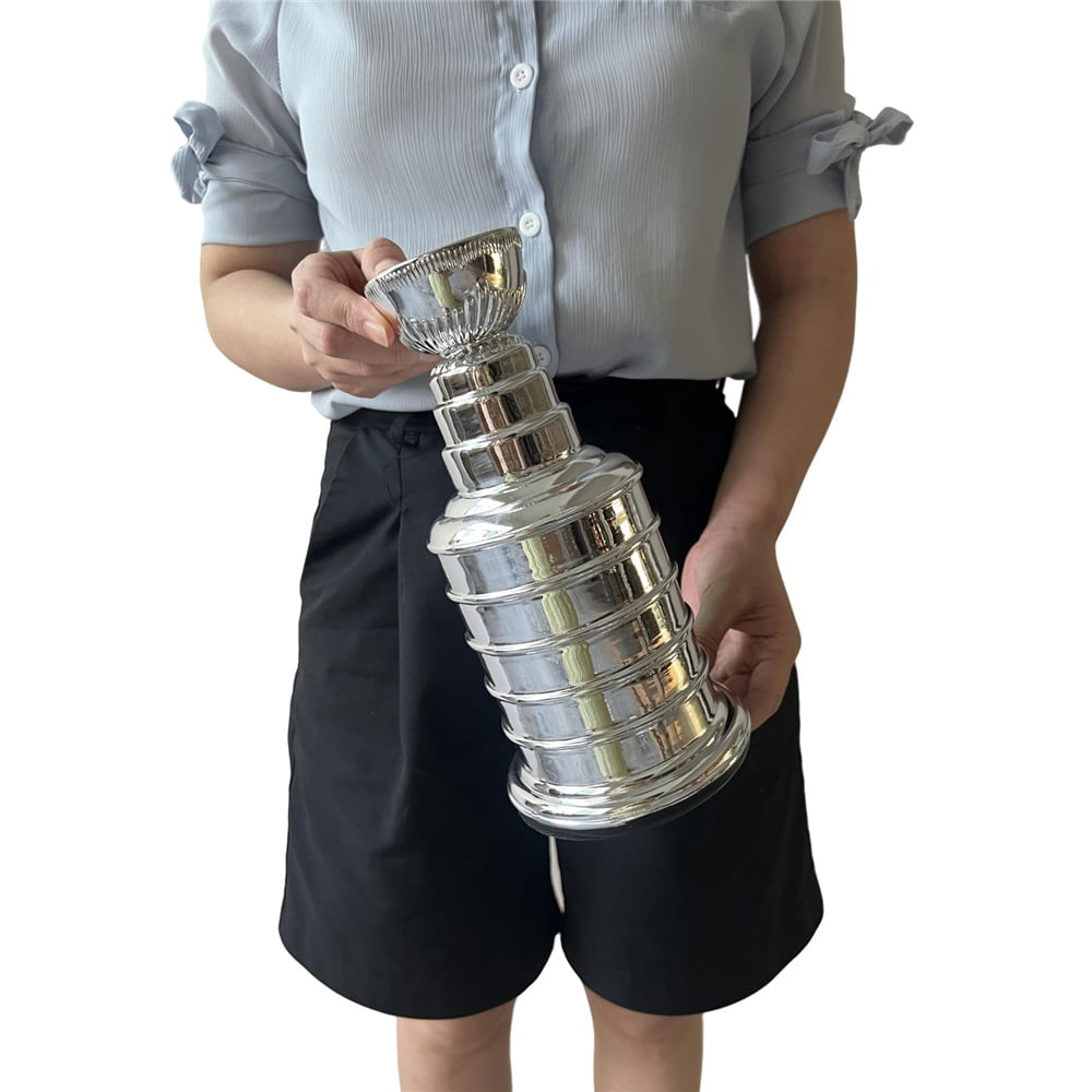 25cm Silver Stanley Cup Replica, Ice Hockey Champion Trophy, Chrome Silver Hockey Sport Fans Players Coaches Collectors Gift,Silver,Ice Hockey Championship