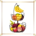 thumbnail image 1 of Auledio 2-Tier Metal Fruit Basket Bowl with Banana Hanger, Detachable Basket for Kitchen Countertop in Bronze, 1 of 7