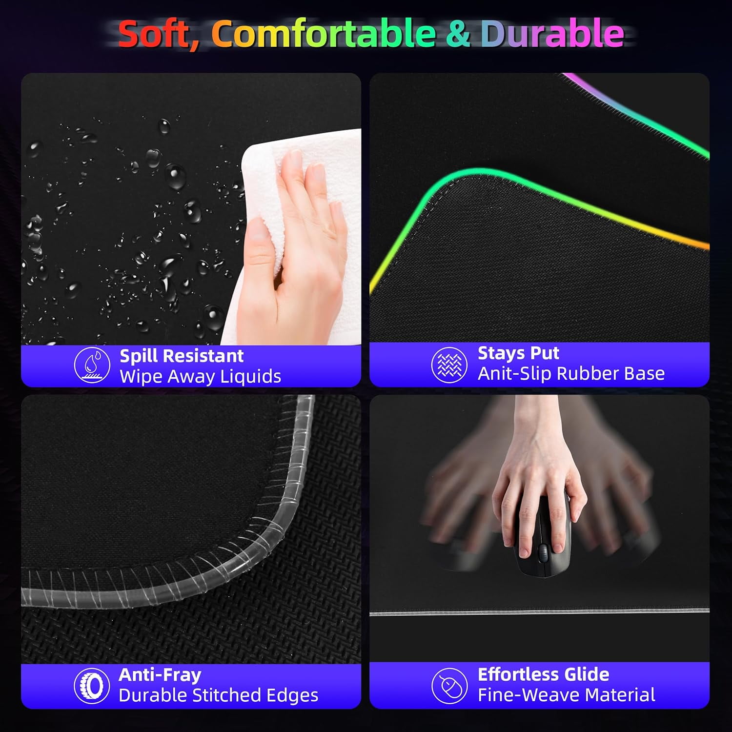 Miroddi Mouse Pad with Wireless Charging, 15W RGB Gaming Mousepad with 9 Light, LED Large Desk Mat with Waterproof Non-Slip Rubber Base
