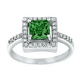 thumbnail image 4 of ELYA Jewelry Women's Cushion-Cut Green Cubic Zirconia Sterling Silver Ring, 4 of 4