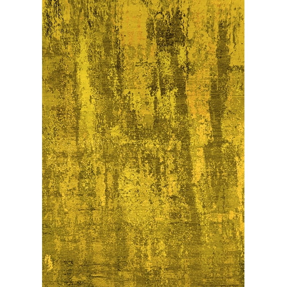 Ahgly Company Indoor Rectangle Oriental Yellow Industrial Area Rugs, 7' x 9'