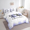 thumbnail image 3 of Manfei Checkered Christmas Tree Bedding Comforter Set for Kids Girls, Merry Xmas Full Bedding Set, Happy New Year Gifts Fitted Sheet Flat Sheet, Microfiber Blue Bedroom Decor Reversible 7 Pieces, 3 of 8