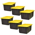 thumbnail image 2 of HOMZ Durabilt 15 Gallon Storage Tote Home Organization Heavy Duty Container Stackable Bins with Hinged Flip Lids, 6 Pack, Black and Yellow, 2 of 4