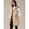 thumbnail image 2 of DARING DIVA Women's Long Puffer Vest Casual Sleeveless Hooded Down Jacket S Khaki, 2 of 6