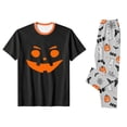 thumbnail image 6 of Matching Family Halloween Pajamas Set Witch Hat Spider Web Short Sleeve Funny Pajamas Bat Candy Spooky Wide Leg Loungewear, Men:L, 6 of 6