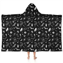 Black Gothic Skull Spider Pattern Hooded Bath Towel，50"x30" for Ages 3 To 12 Kids, Quick Dry Lightweight Soft Microfiber Hood Beach Towel Cover Up for Kids