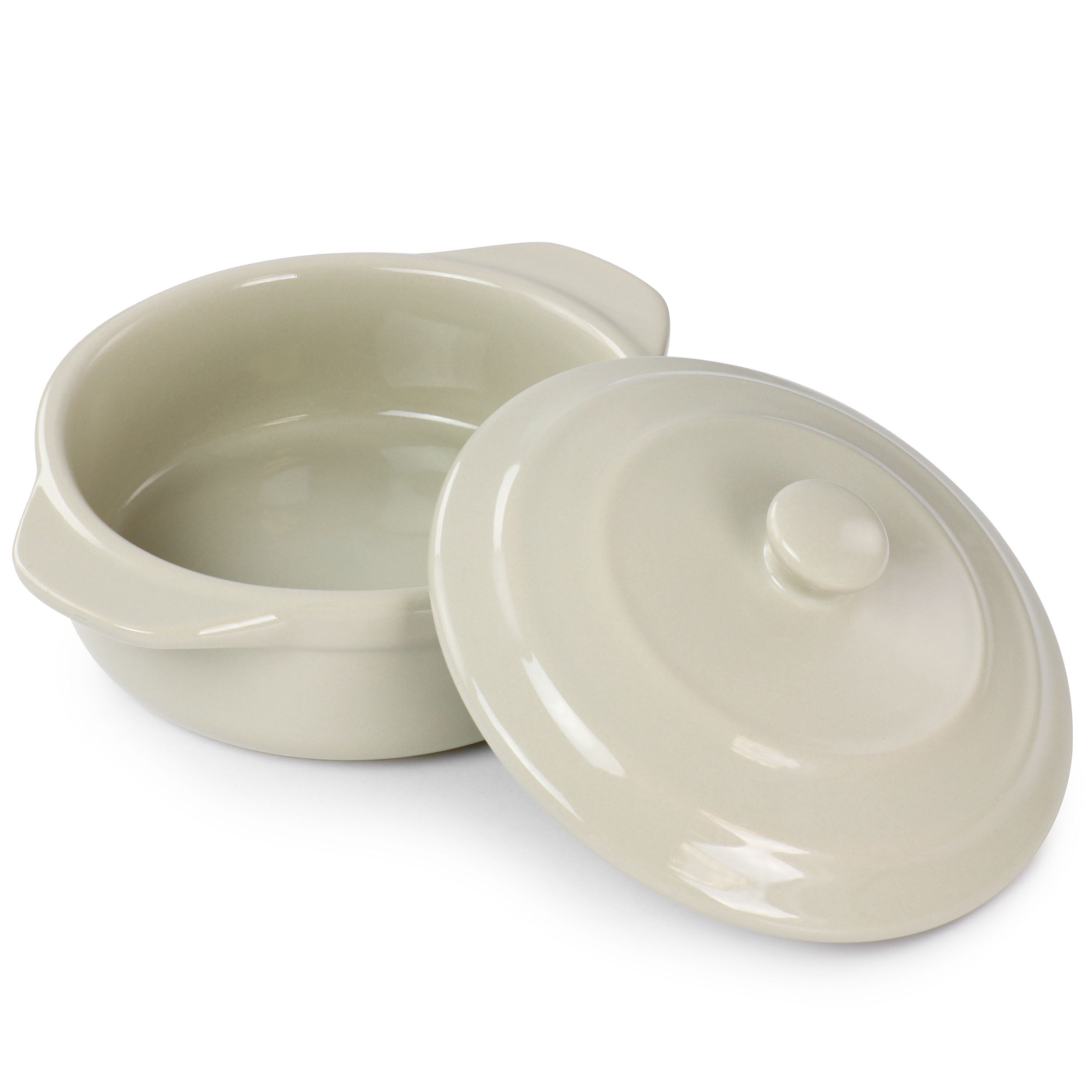 Martha Stewart Stoneware Round Mini Casserole with Lid in Beige