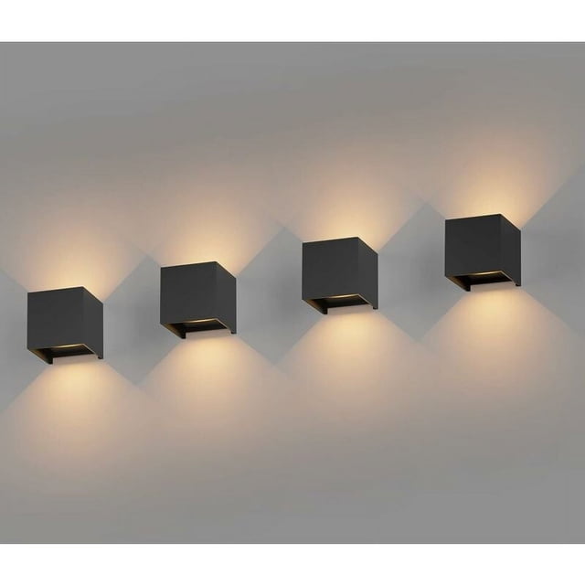 Apliques de pared cuadrados fáciles de instalar para exteriores con luz hacia arriba y hacia abajo, lámpara de pared LED moderna con diseño de aluminio totalmente impermeable para baño, escalera,