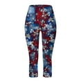 thumbnail image 5 of Bjutir 4Th Of July Outfits For Women Summer High Waist Capris Stright Slim Leg Leggings Tight Cropped Tummy Control Casual Star Print Yoga Pants Running Leggings For Women Silver L, 5 of 6