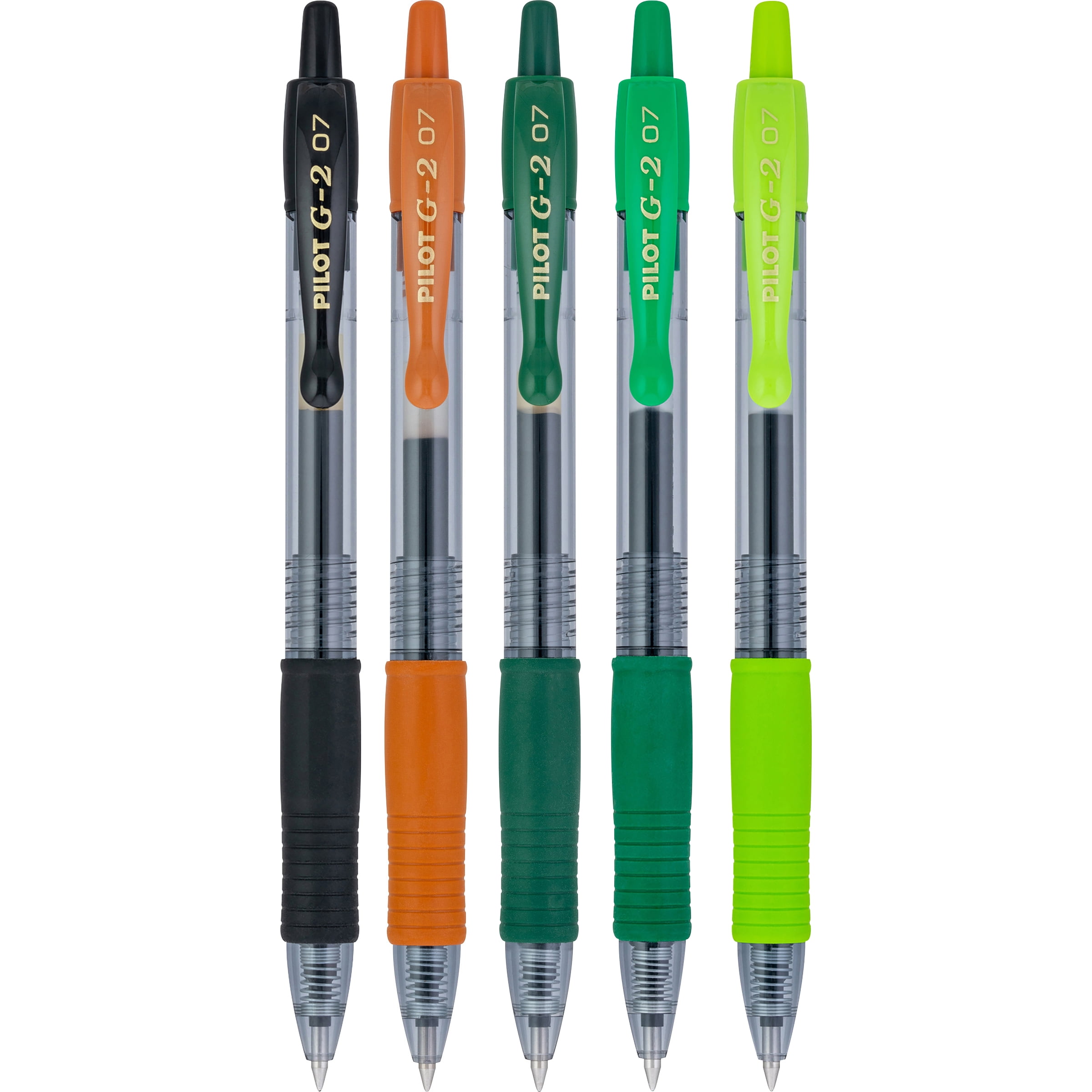 Pilot G2 Green Premium Gel Pens, Fine Point, 0.7mm, Assorted Ink, 5 Count