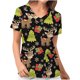 thumbnail image 4 of Blusas Navideñas Para Mujer Moda Con Cuello en V Casual Manga Corta Bolsillos Estampados Blusa Para Mujer Odeerbi ODB206040, 4 of 6