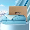 thumbnail image 1 of REST Evercool Cooling Comforter King/Cali King Blanket for Hot Sleepers, Summer Bedding to Keep Cool for Night Sweats, Breathable All-Season Lightweight Blanket, 106x90 Inches, Aqua Blue, 1 of 5