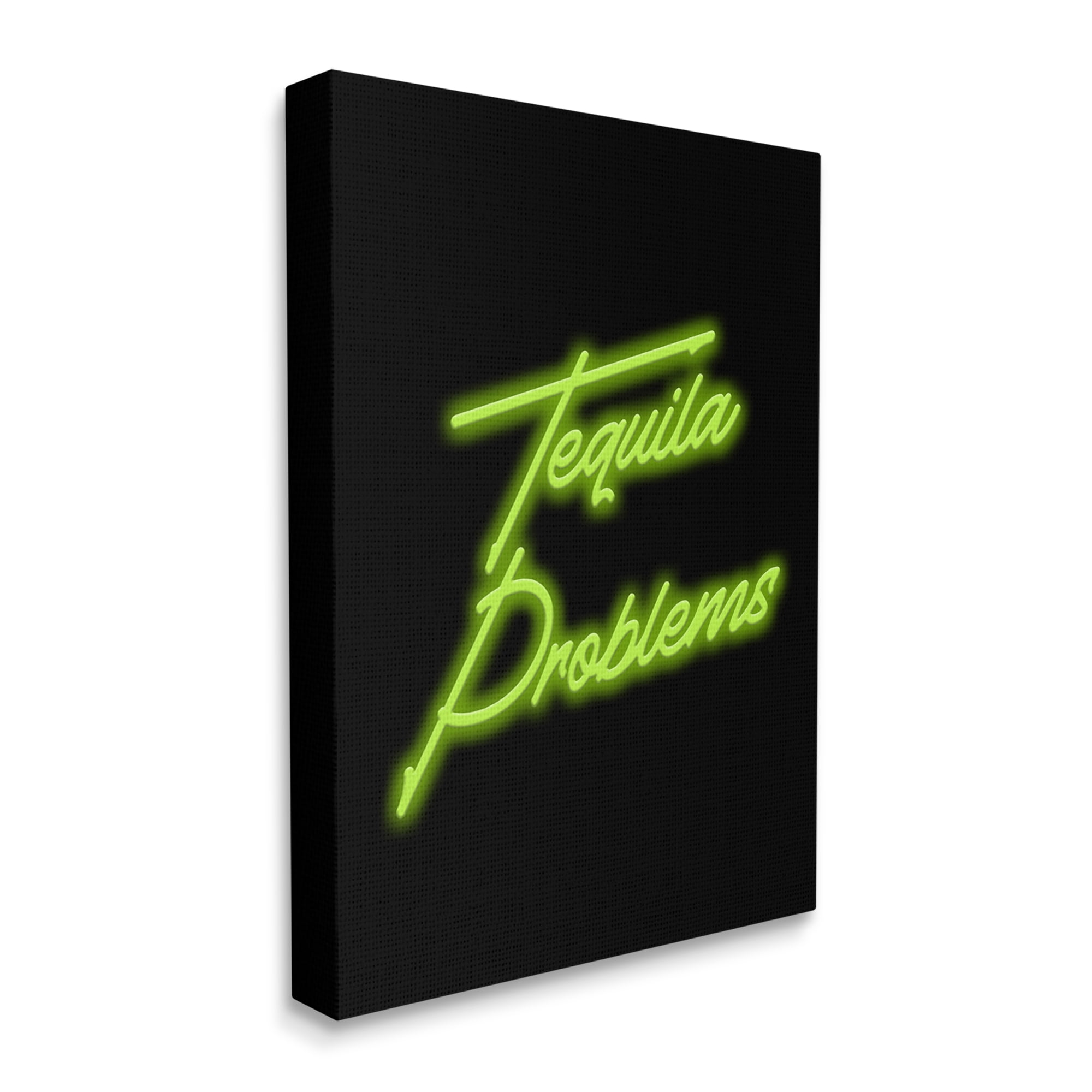 Stupell Industries Tequila Problems Neon Inspirational Painting Gallery Wrapped Canvas Art Print Wall Art, 24 x 30