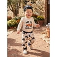 thumbnail image 4 of RUINIXCW Baby Boy Girl My First Halloween Outfit Fall Clothes Funny Pumpkin Ghost Spider Print Crew Neck Long Sleeve Romper Pants and Hat 3 Pcs Set, 4 of 8