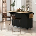 thumbnail image 4 of Harper & Bright Designs Kitchen Island with Drop Leaf and Wheels Rolling Kitchen Cart with Storage and Cabinet and 3 Drawers for Dining Room, Black, 4 of 9