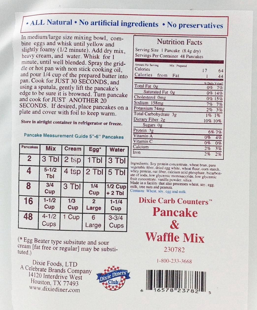 Dixie USA Carb Counters Pancake and Waffle Mix (14.1oz)