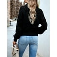 thumbnail image 4 of Arvbitana Women's Loose Knit Sweater Hollow-Out Long Sleeve Lapel Pullover Jumper Tops Teen Girls Casual Solid Color Knitwear, 4 of 8