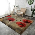 thumbnail image 2 of Retro Area Rug for Bedroom Red Poppy Flowers Living Room Carpet Flannel Print Oblong Rugs 6x9 Soft Non-Slip Decorate Machine Washable Rug, Kids Girls Boys Rugs for Room, 2 of 7