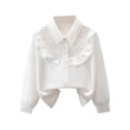 thumbnail image 4 of CLOISE Kids Girls Boys Tops Long Sleeve 100 Day of School Shirts Collared Holiday Pullover Solid Color Blouses White 12T, 4 of 8