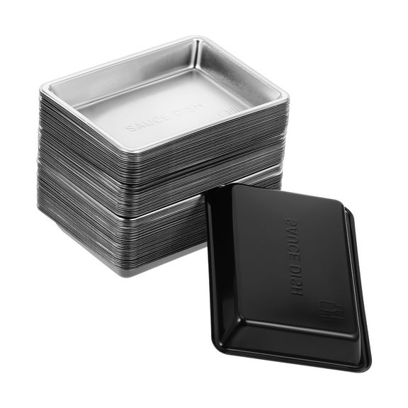 YuYiSan 200pcs Plastic Plate Sushi Dipping Appetizer Plate Black Disposable Plate