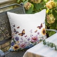 thumbnail image 5 of Retro Florals Throw Pillow Cover Sunflower Daisy Butterflies Country Pastoral Cotton Linen Cushion Cover Throw Pillow Case with Invisible Zipper for Couch Sofa Bed Chair Car 24x24 Inch, 5 of 9