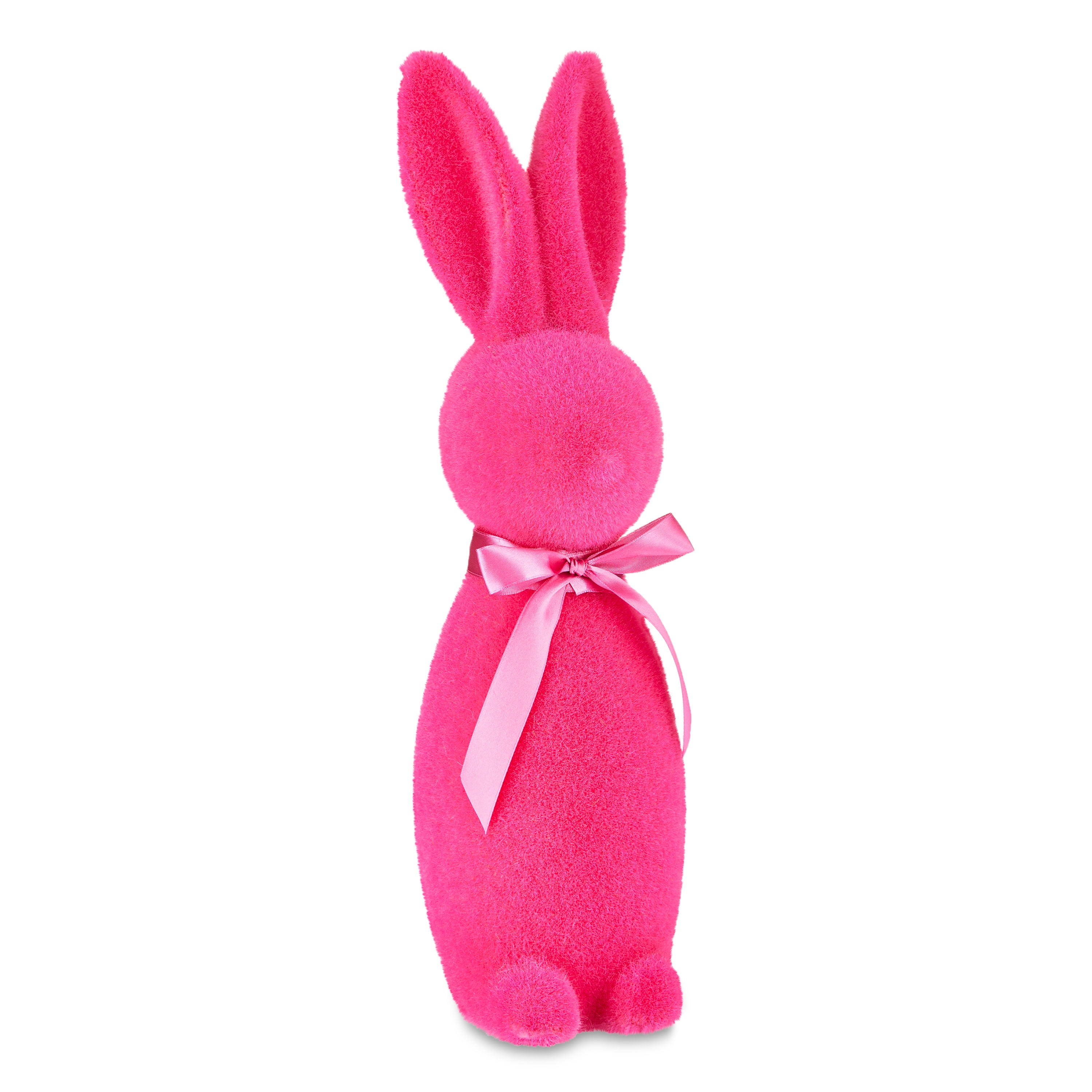 Way to Celebrate!  Easter Bunny Decor, Bright Pink, 16 Inch, Flocked Polyfoam