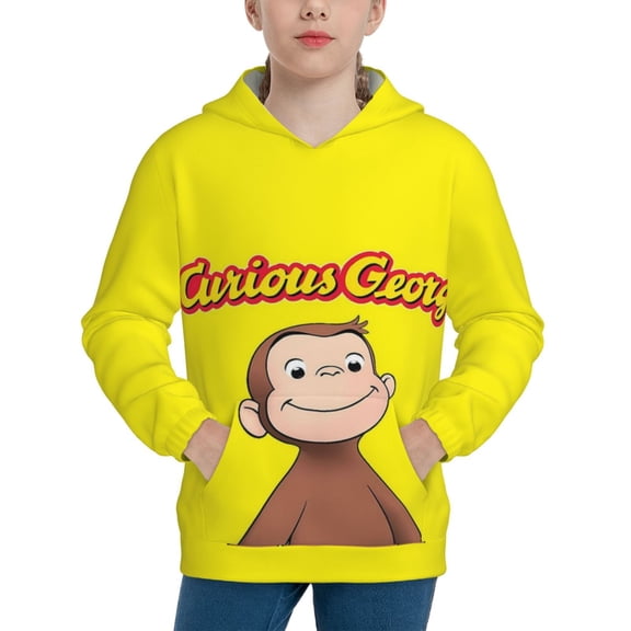 Curious George Boys Girls 3D Print Casual Pullover Hoodies Hooded Sweatshirts Tops Blouse with Pocket Age 6-16