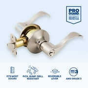 Brinks Keyed Entry Modern Wave Style Lever Doorknob with Pro-Guard, Satin Nickel Finish