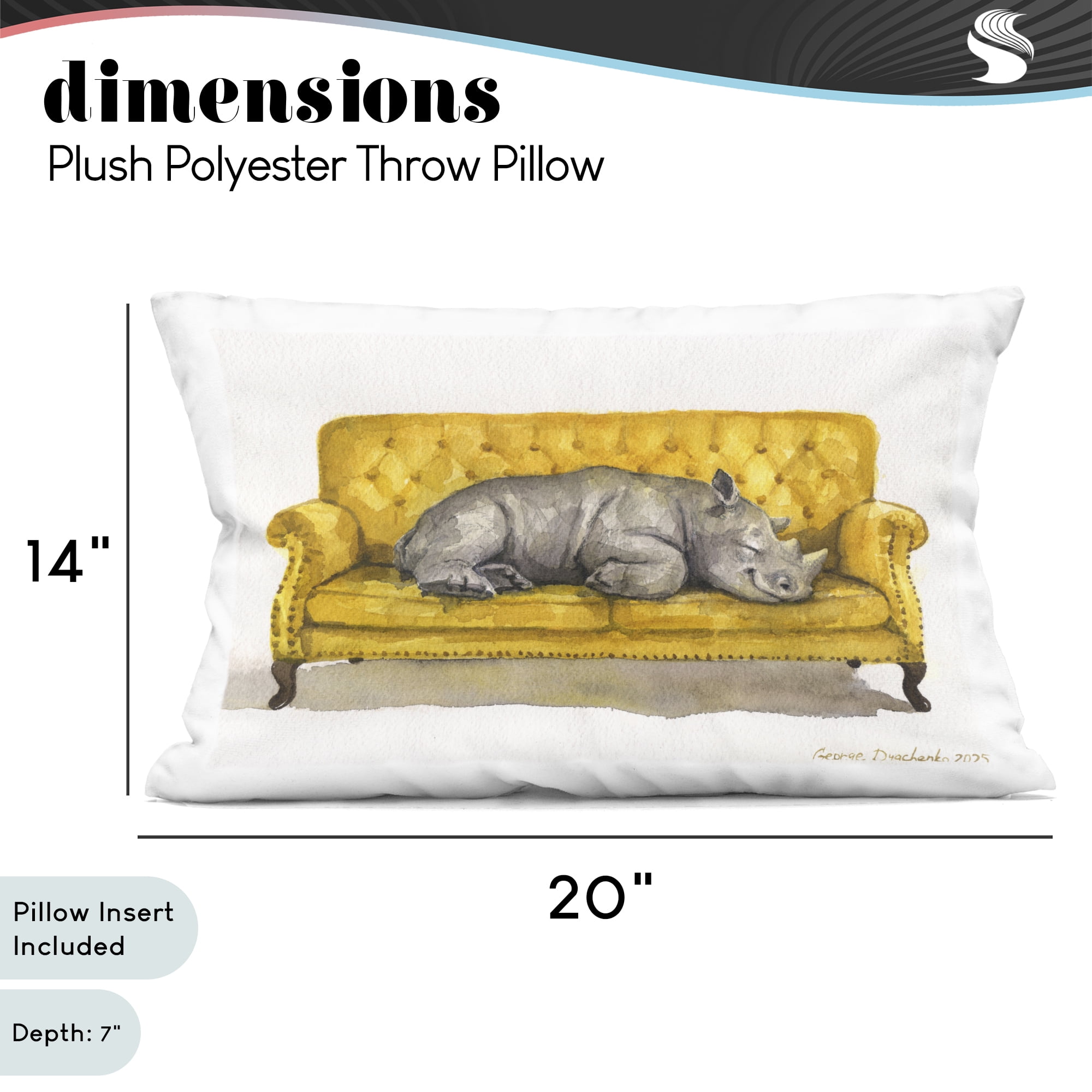 Stupell Industries Cute Rhino Resting Decorative Printed Throw Pillow, design by George Dyachenko