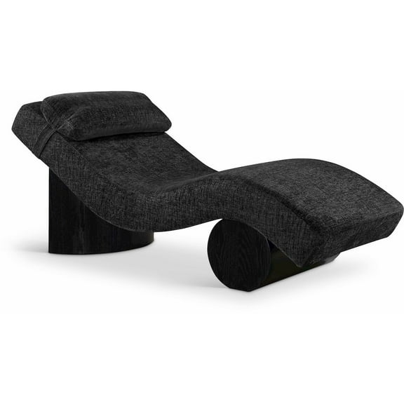 Meridian Furniture Marcella Black Fabric Upholstered Chaise Lounge