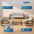 thumbnail image 4 of Clouddwell 5-Seats Aluminum Patio Furniture Set, Outdoor Metal Sofa Conversation Set with Coffee Table for Pool Garden Porch Backyard, Light Gray, 4 of 7