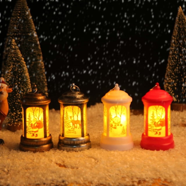 Fiudx Farol Navideño, Luz Nocturna de Papá Noel, Lámpara de Aceite Portátil, Exquisita Decoración para El Árbol de Navidad, Multiusos para Mesa y Hogar, Regalo Ideal para Amigos, Tamaño Pequeño.