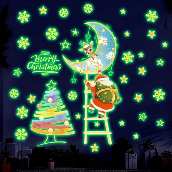 8x10-inch Christmas Glow-in-the-Dark Stickers,Luminous Wall Stickers
