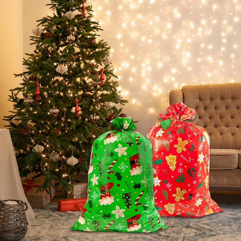 GuassLee 2pcs Large Christmas Gift Bags, Jumbo Holiday Drawstring