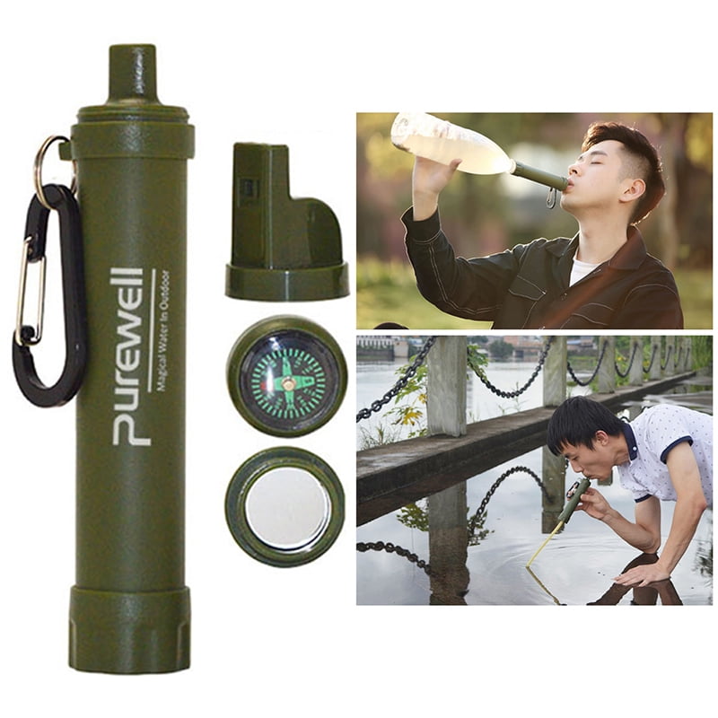 Portable Survival Water Filter Straw Purifier Bottle Camping Emergency Outdo LT 