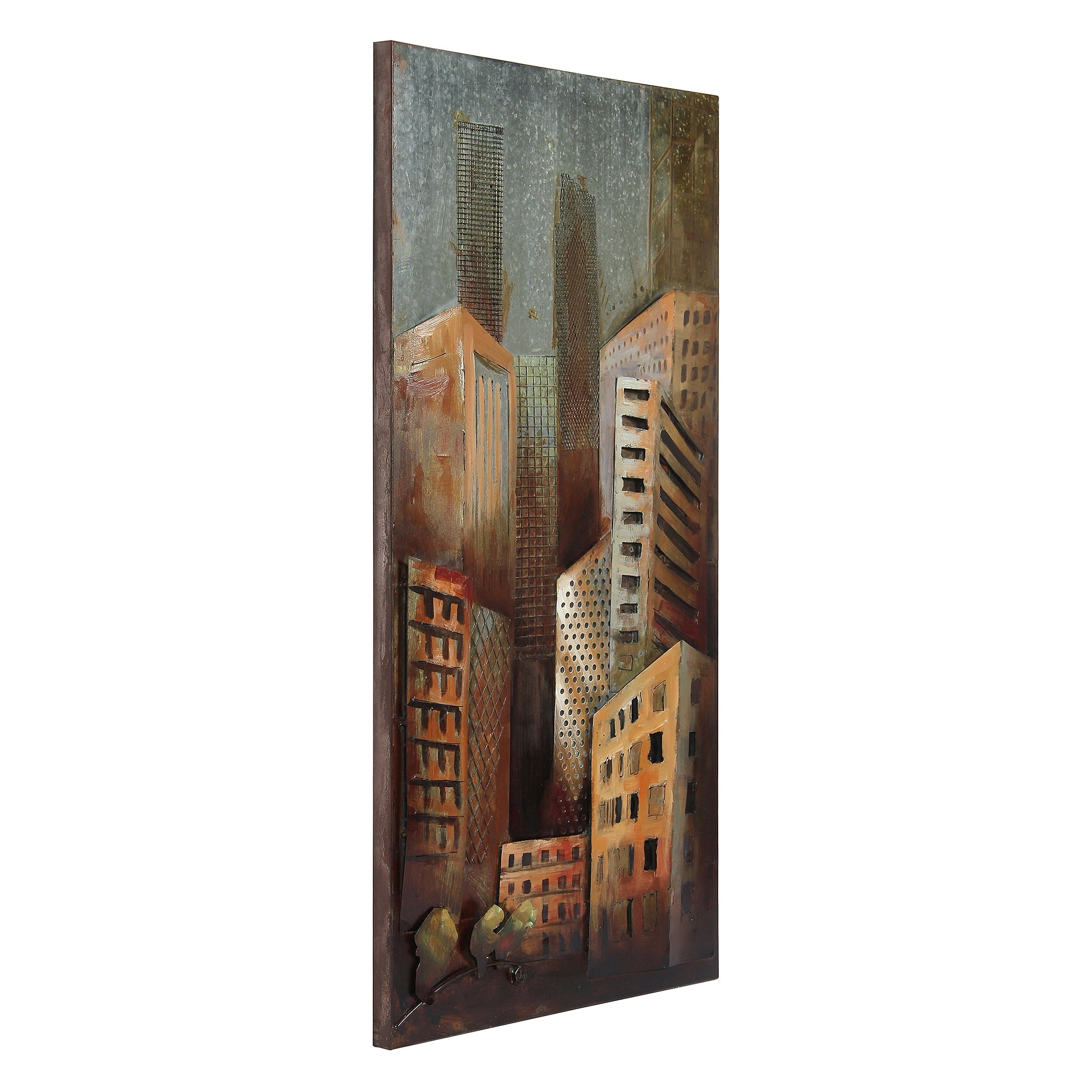 Empire Art Direct Grey Arquitecture 1 & 2 Hand Painted 3D Metal Wall Art, 48" x 24" each, Ready to Hang
