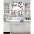 thumbnail image 3 of Colorful Butterfly Swag Kitchen Curtains Sets for Windows 24 Inch Length, Elegant Pastoral Butterflies Watercolor Short Window Curtain Panels Swags Valances and Tiers 3 Piece Set for Cafe/Dining Room, 3 of 5