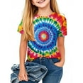 thumbnail image 2 of AherBiu Toddler Girls Clothes Tie-Dye Tops Short Sleeve Summer Casual Loose Crewneck Top Tees Tshirt for Kids, 2 of 5