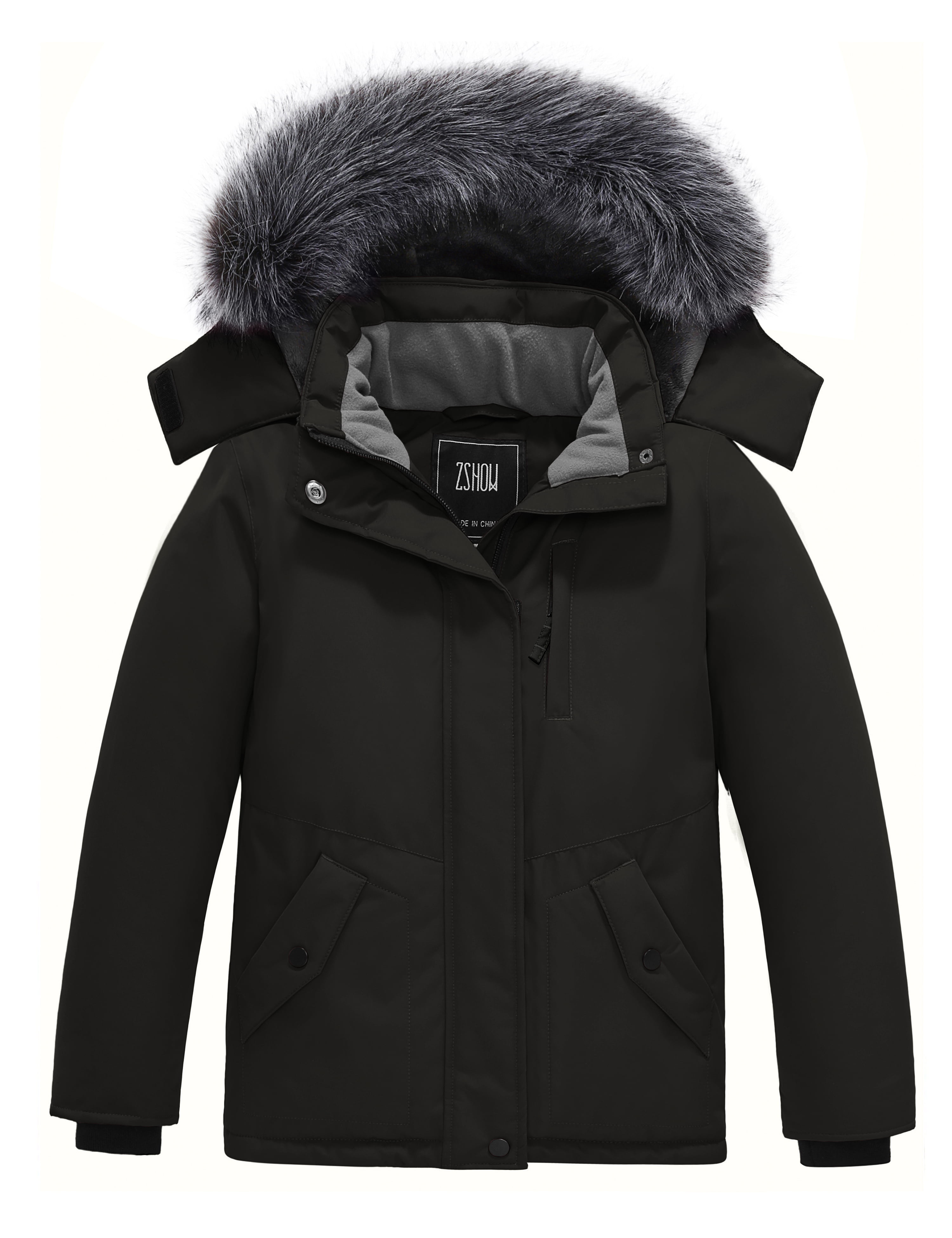 ZSHOW Girls' Water Resistant Winter Coat Soft Fleece Lined Cotton Padded Puffer Jacket 