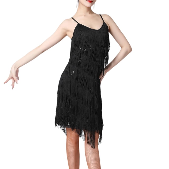 Vestido de borla de lentejuelas Strade Fareast Limited Negro L