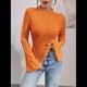 thumbnail image 4 of Camiseta de Larga Acampanada con Cuello Alto Y2K para Mujer, Ajustada con Ribete en Lechuga Naranja XL, 4 of 9