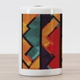 thumbnail image 3 of Modern Ceramic Toothbrush Holder, Geometric Contemporary Art Design Black Bold Zig Zag Borders Pattern, Decorative Versatile Countertop for Bathroom, 4.5" X 2.7", Teal Orange Marigold, by Ambesonne, 3 of 4